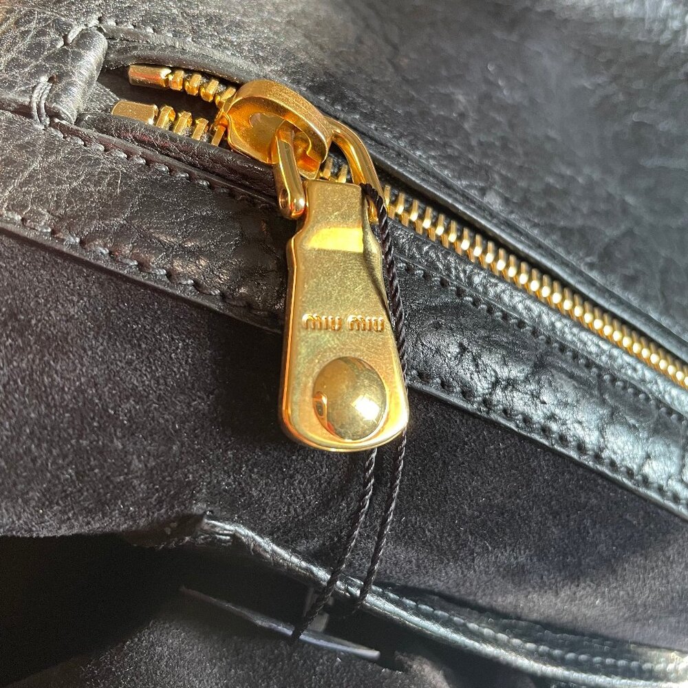 NWOT Miu Miu XL Leather Tote / Carry All Dome Bag - Picture 11 of 15